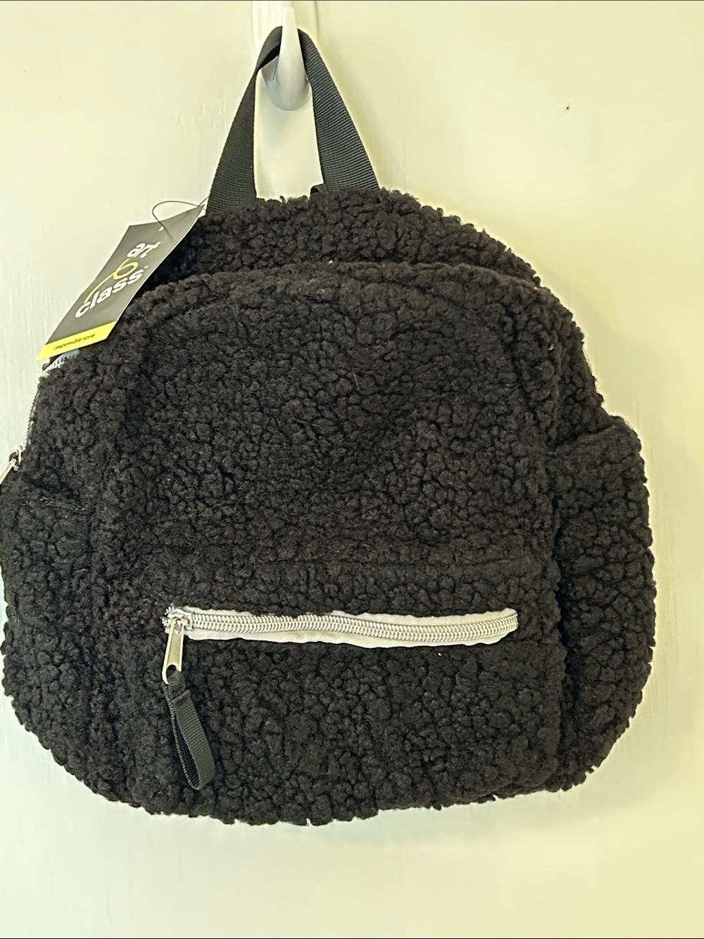 Art Class Black Sherpa Mini Backpack NWT